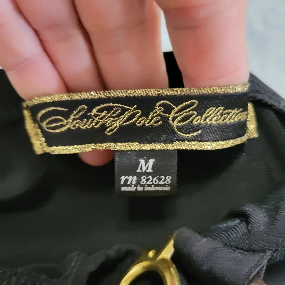 Southpole Collection Womens M Black Cocktail‎ Dress Black Jeweled Logo Strapless